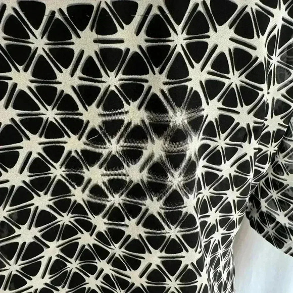 Y2K funky geometric  Black and white sheer chiffon Worthington women’s medium - Picture 3 of 8